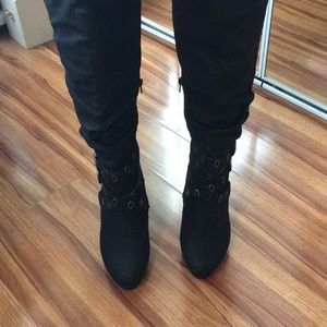 Black Over the Knee High Heel Boots